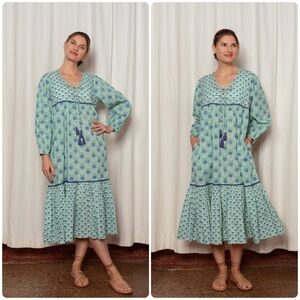 Ophelia & Indigo Evie Azalea Green & Blue Floral Dress 💚